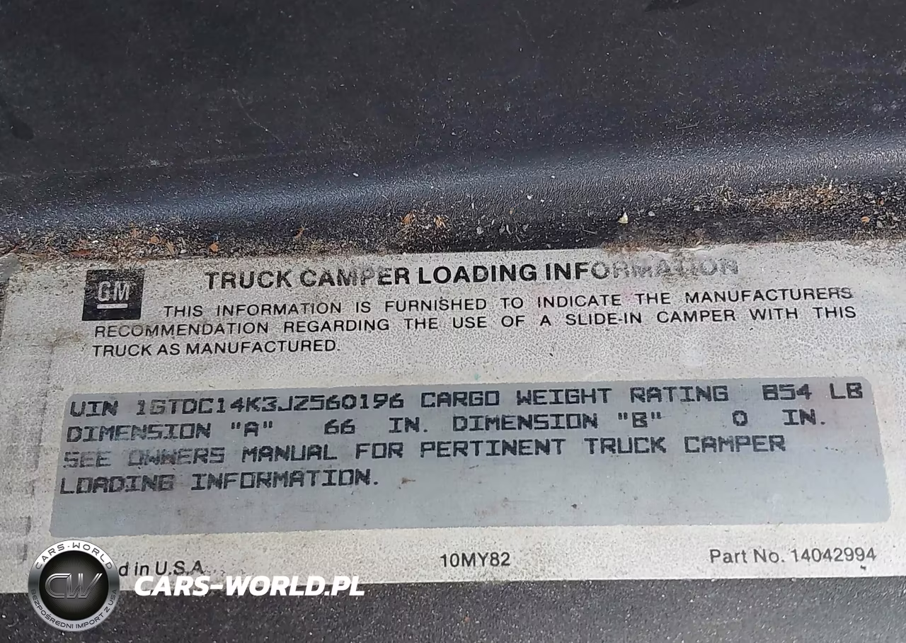 1988 GMC Gmt-400 C1500 VIN:1GTDC14K3JZ560196 - 9