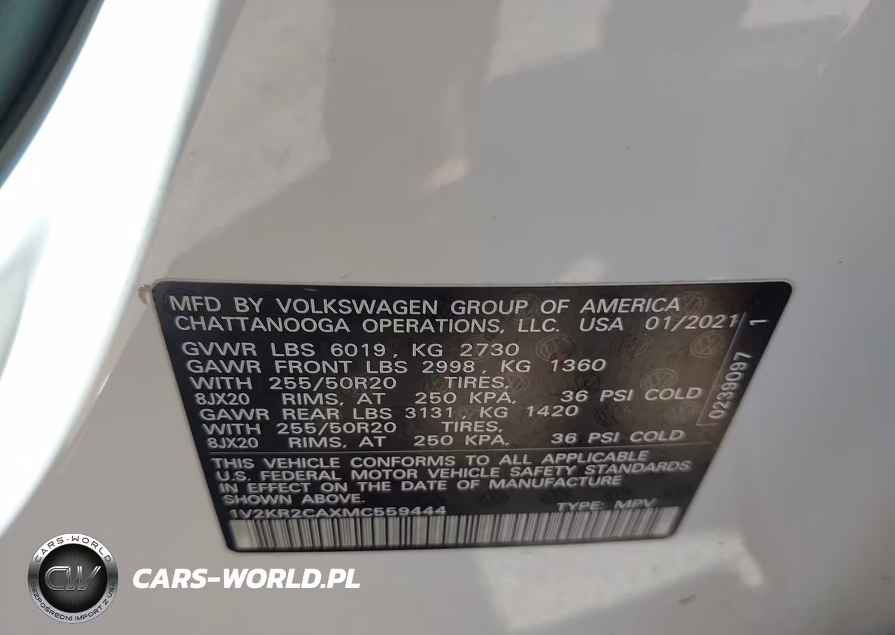 2021 Volkswagen Atlas 3.6L V6 Se W-Technology VIN:1V2KR2CAXMC559444 - 9