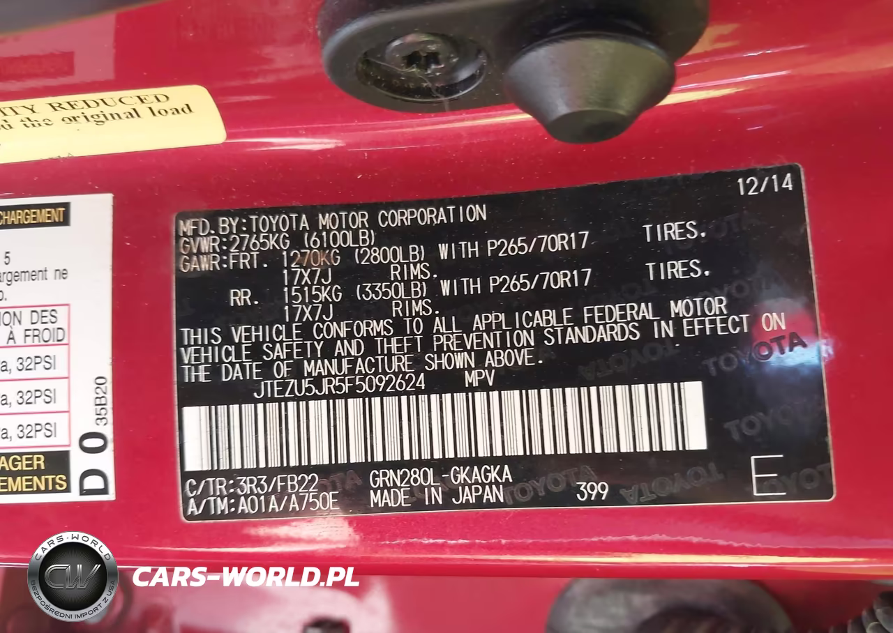 2015 Toyota 4Runner Sr5 VIN:JTEZU5JR5F5092624 - 9