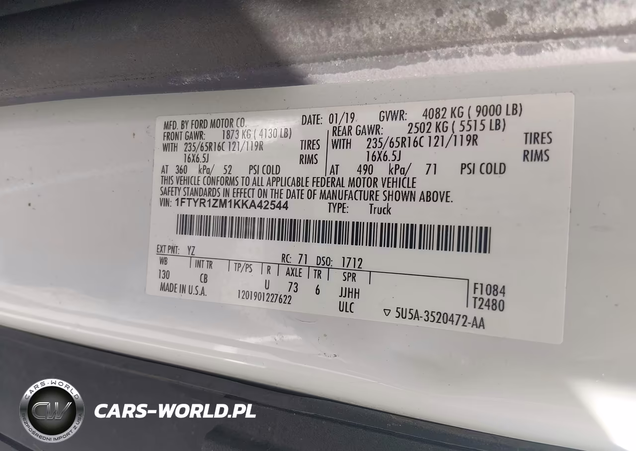 2019 Ford Transit-250 VIN:1FTYR1ZM1KKA42544 - 9
