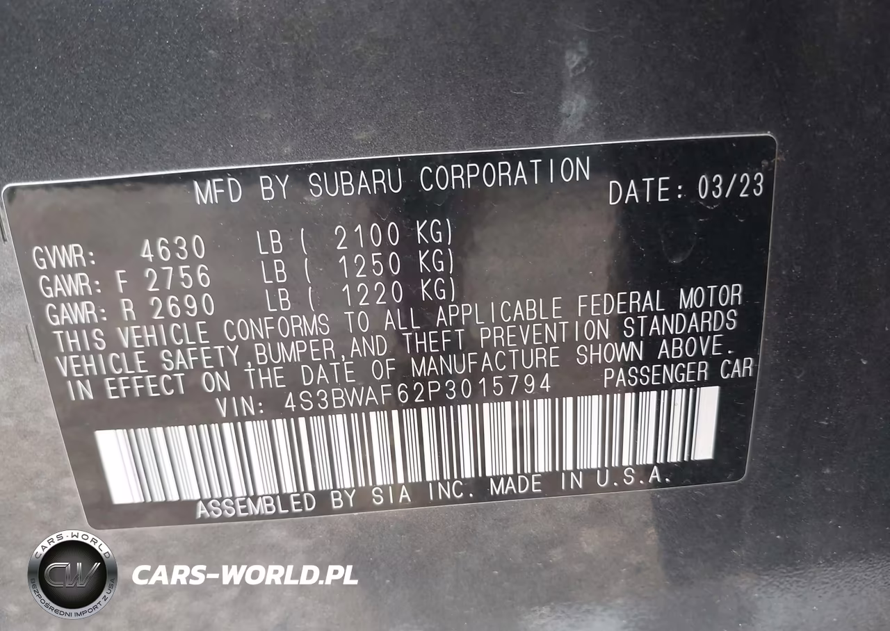 2023 Subaru Legacy Premium VIN:4S3BWAF62P3015794 - 9