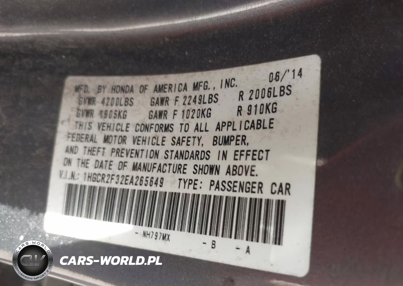 2014 Honda Accord Lx VIN:1HGCR2F32EA265649 - 9