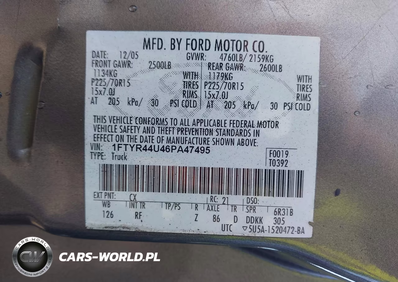 2006 Ford Ranger Sport-Stx-Xlt VIN:1FTYR44U46PA47495 - 9