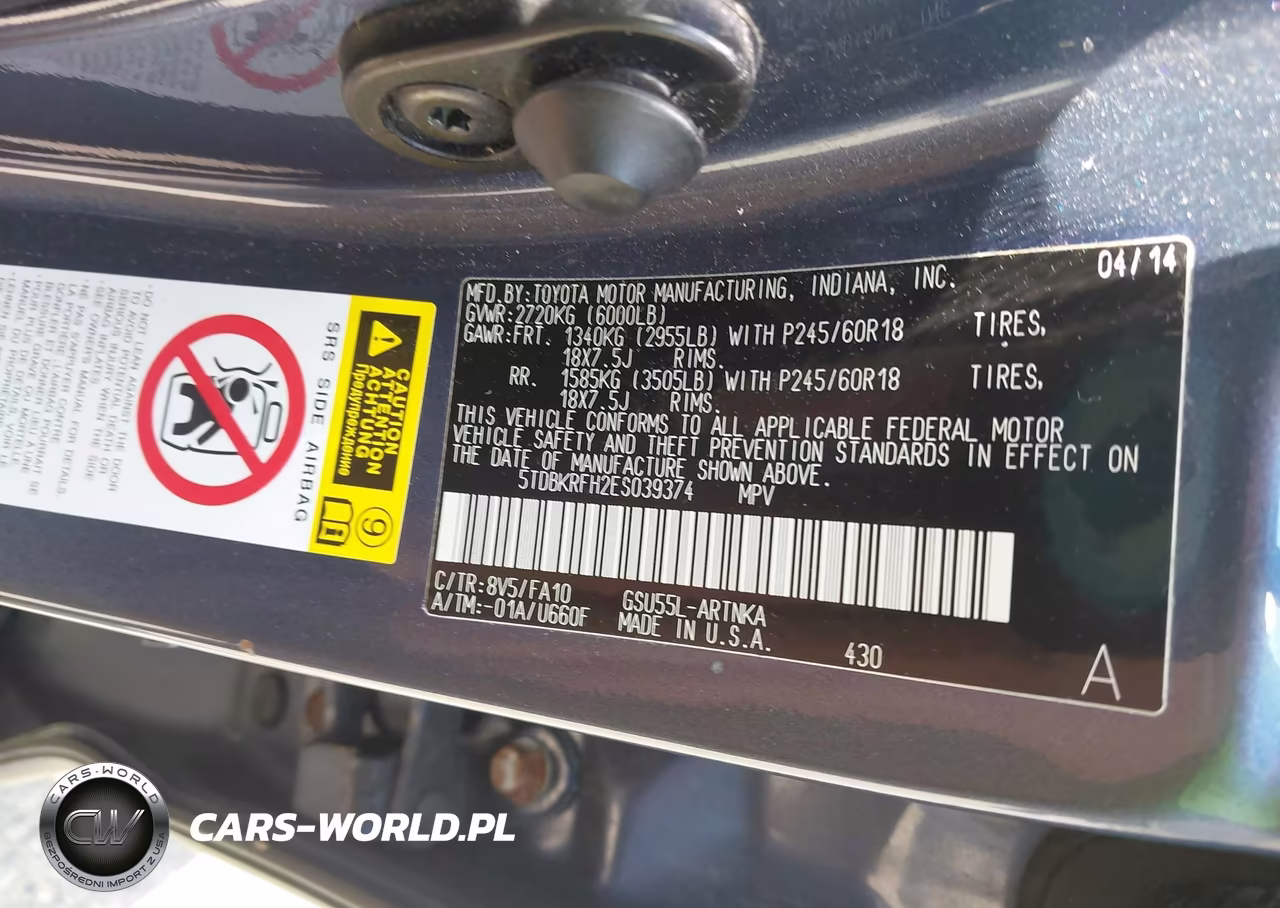 2014 Toyota Highlander Le Plus V6 VIN:5TDBKRFH2ES039374 - 9