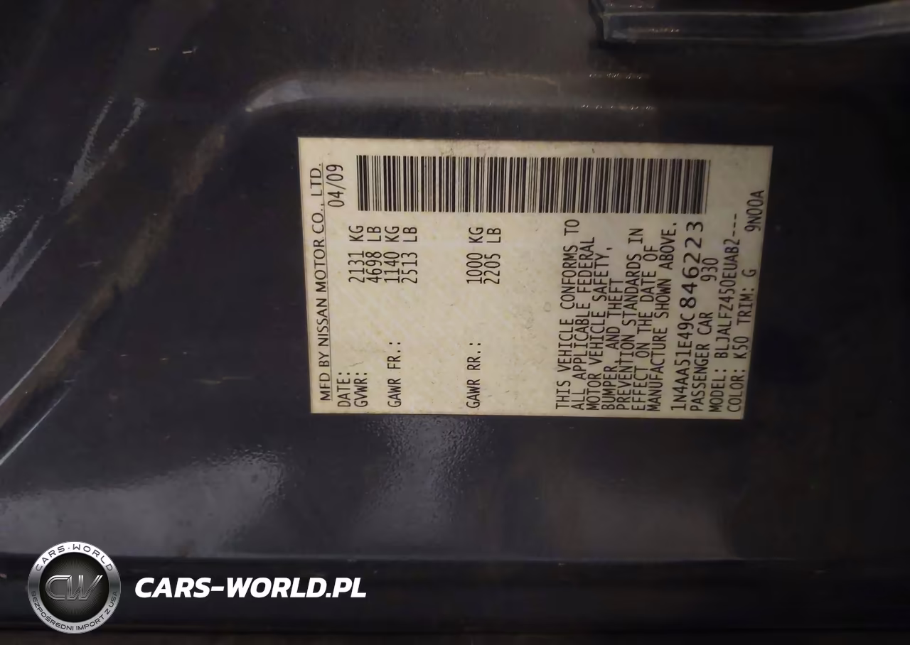 2009 Nissan Maxima 3.5 Sv VIN:1N4AA51E49C846223 - 9