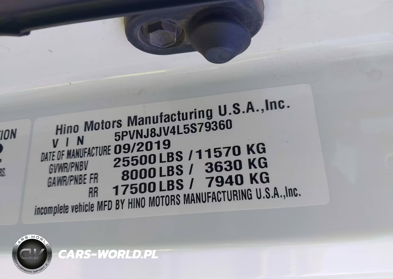 2020 Hino 258-268 VIN:5PVNJ8JV4L5S79360 - 9