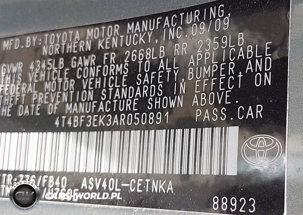 2010 Toyota Camry Le VIN:4T4BF3EK3AR050891 - 9