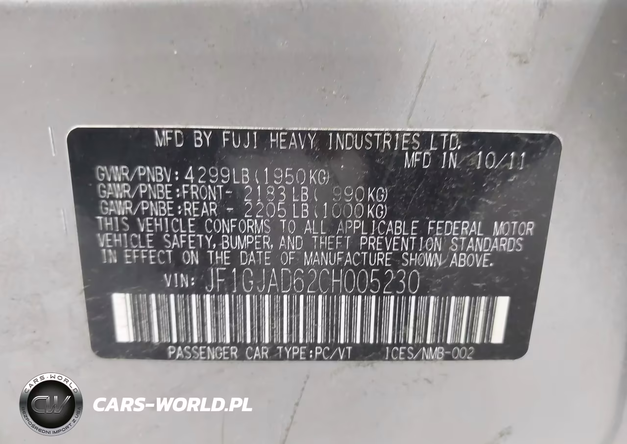 2012 Subaru Impreza 2.0I Premium VIN:JF1GJAD62CH005230 - 9