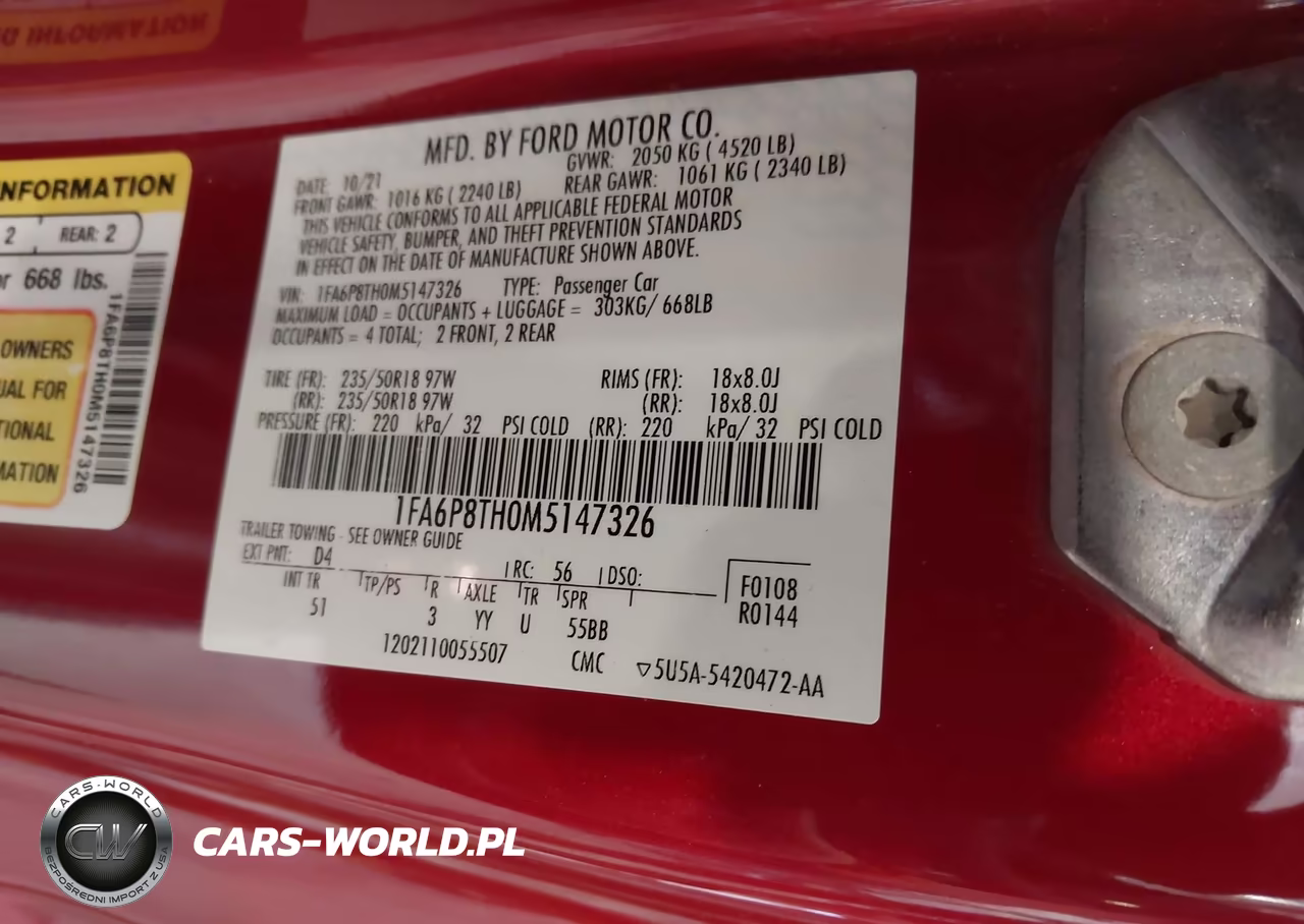 2021 Ford Mustang Ecoboost Premium Fastback VIN:1FA6P8TH0M5147326 - 9