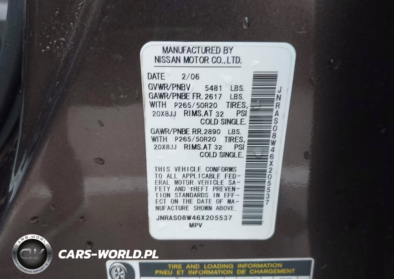 2006 Infiniti Fx35 VIN:JNRAS08W46X205537 - 9