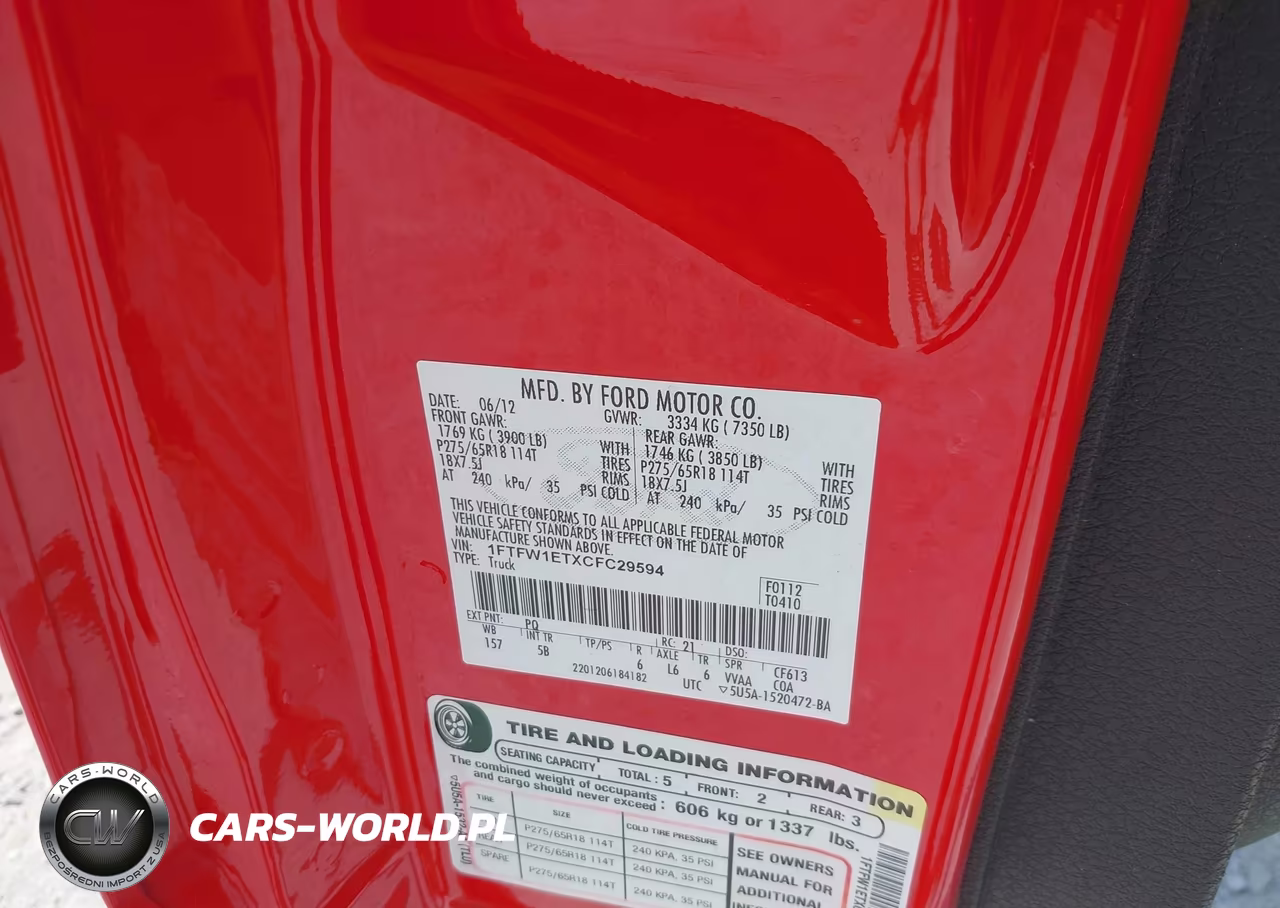 2012 Ford F-150 Fx4 VIN:1FTFW1ETXCFC29594 - 9