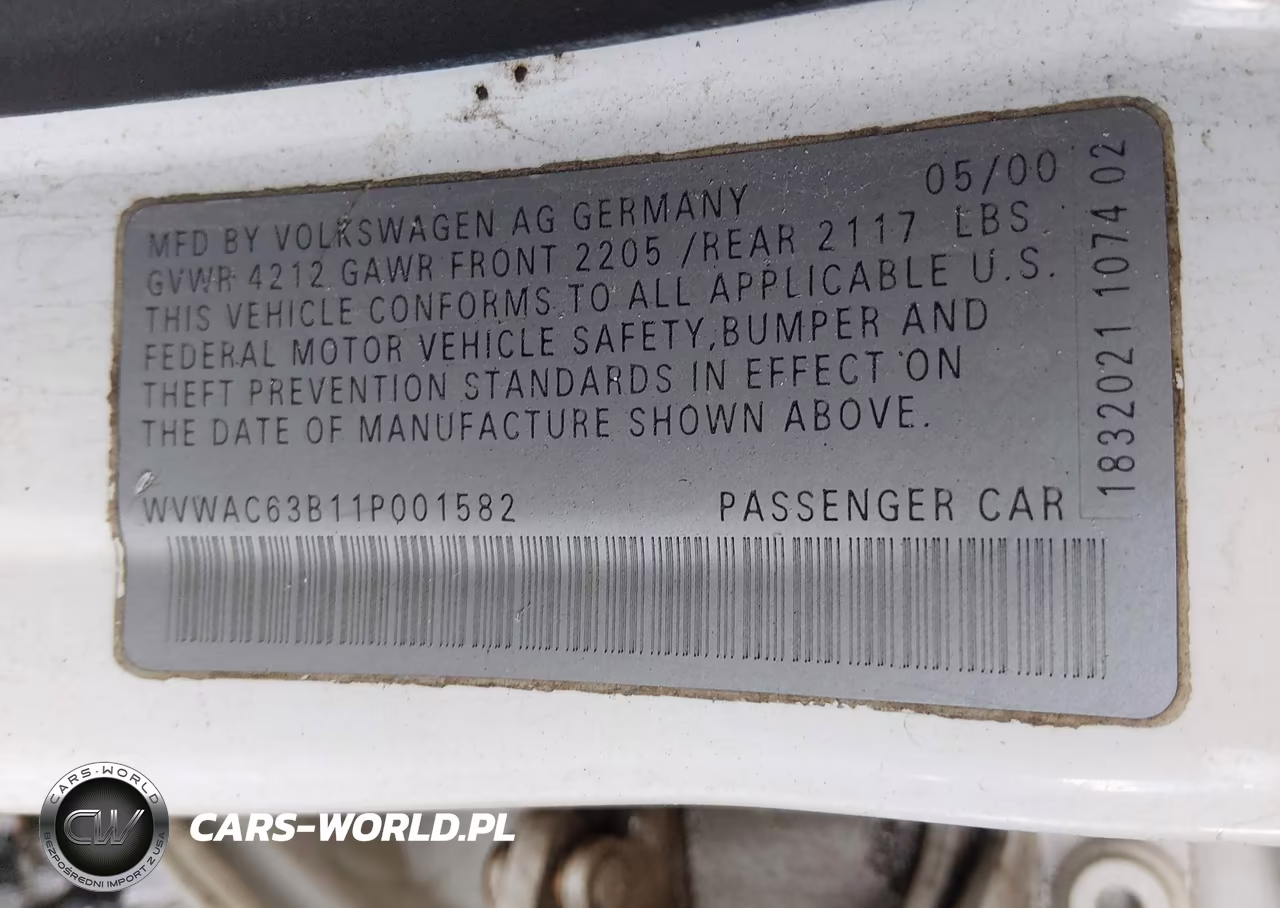 2001 Volkswagen Passat Gls VIN:WVWAC63B11P001582 - 9