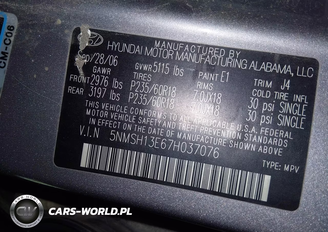 2007 Hyundai Santa Fe Limited-Se VIN:5NMSH13E67H037076 - 9