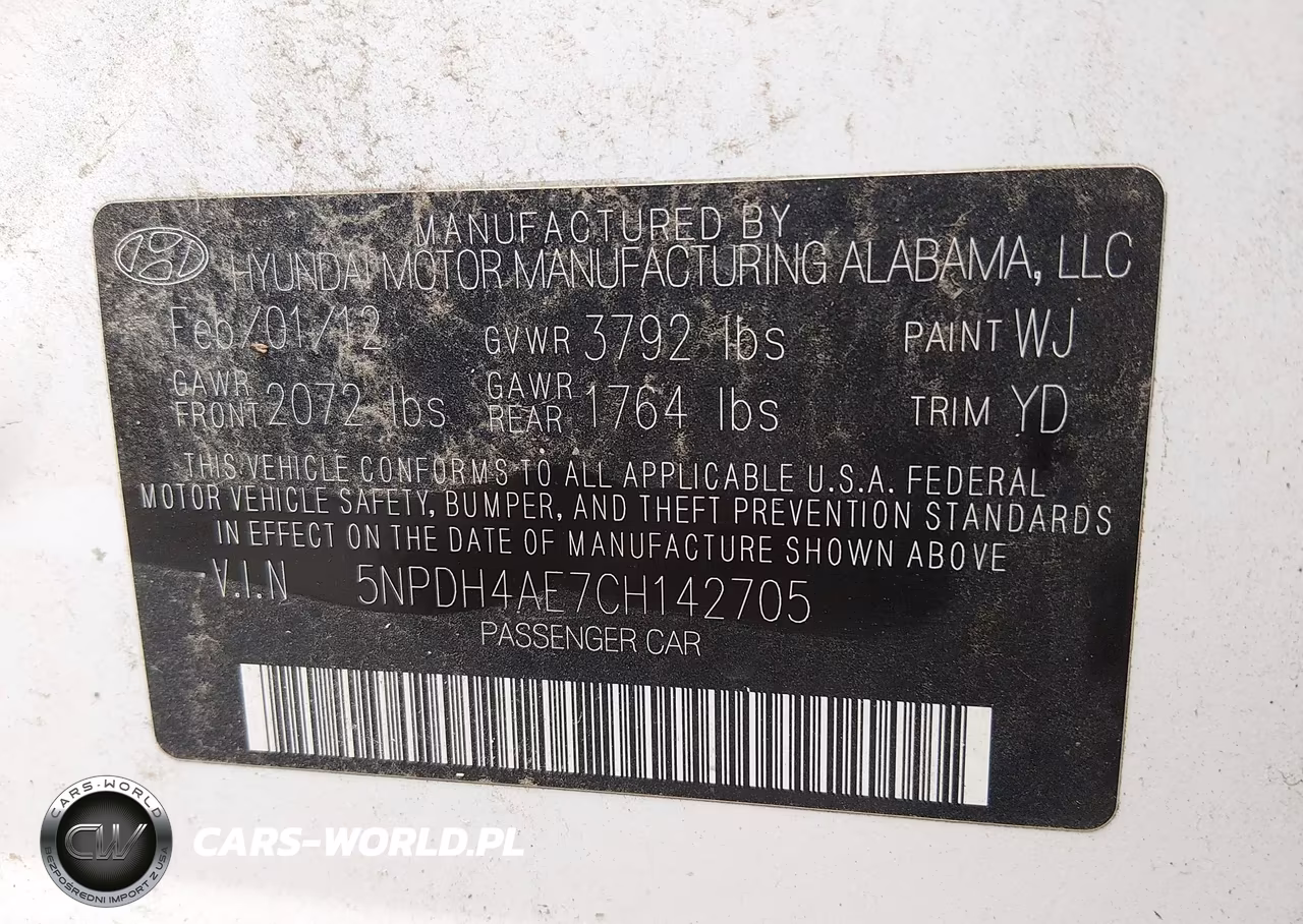 2012 Hyundai Elantra Limited VIN:5NPDH4AE7CH142705 - 9