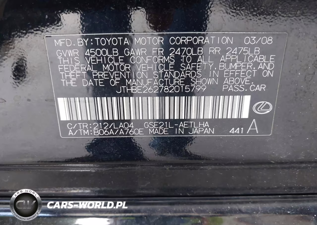 2008 Lexus Is 350 VIN:JTHBE262782015799 - 9
