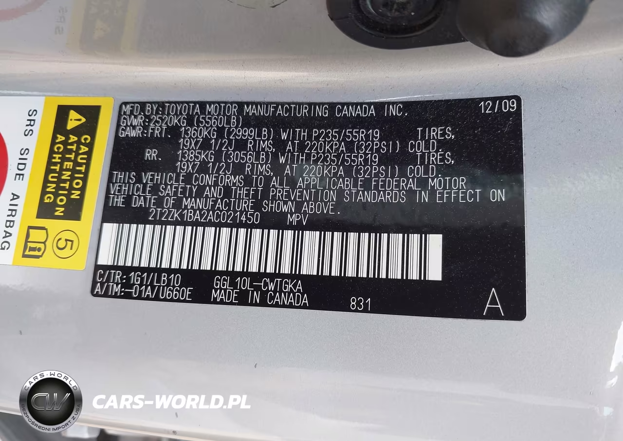2010 Lexus Rx 350 VIN:2T2ZK1BA2AC021450 - 9