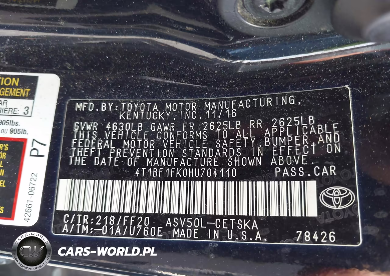 2017 Toyota Camry Se VIN:4T1BF1FK0HU704110 - 9