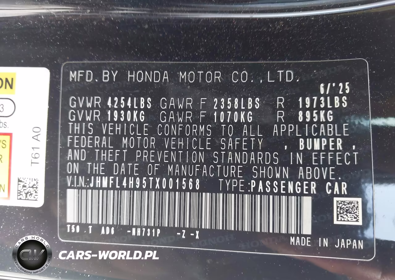 2026 Honda Civic Hybrid Sport Touring VIN:JHMFL4H95TX001568 - 9