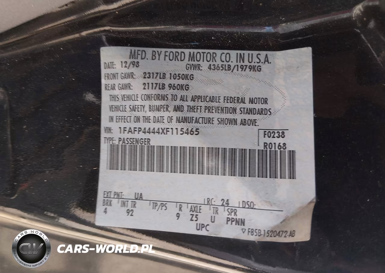 1999 Ford Mustang VIN:1FAFP4444XF115465 - 9