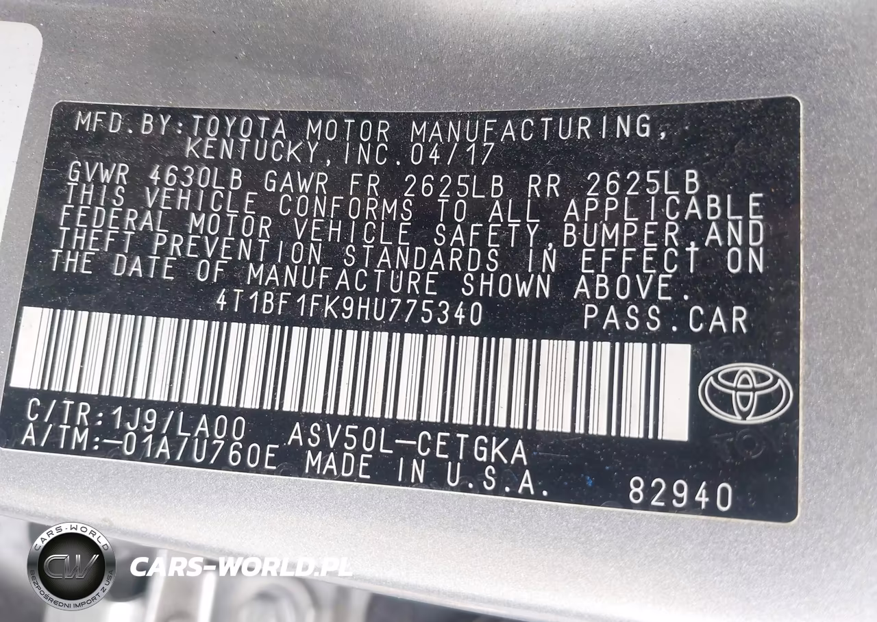 2017 Toyota Camry Xle VIN:4T1BF1FK9HU775340 - 9