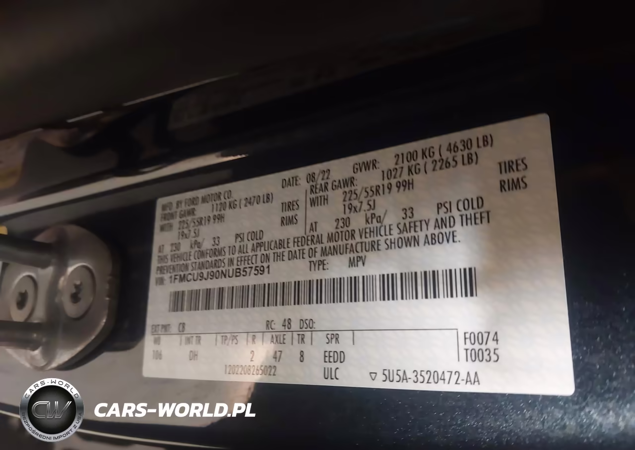2022 Ford Escape Titanium VIN:1FMCU9J90NUB57591 - 9