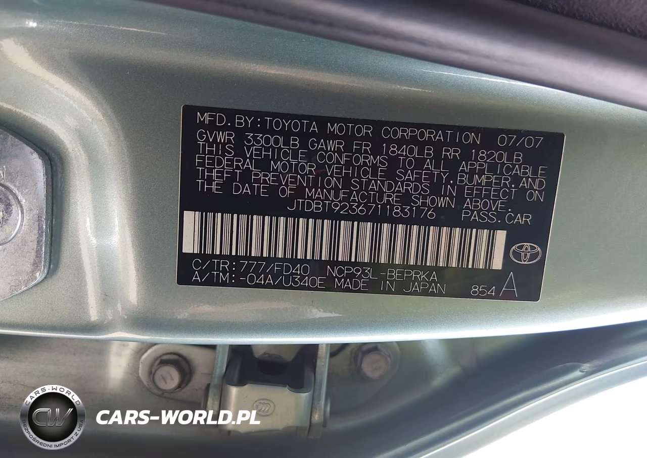 2007 Toyota Yaris VIN:JTDBT923671183176 - 9