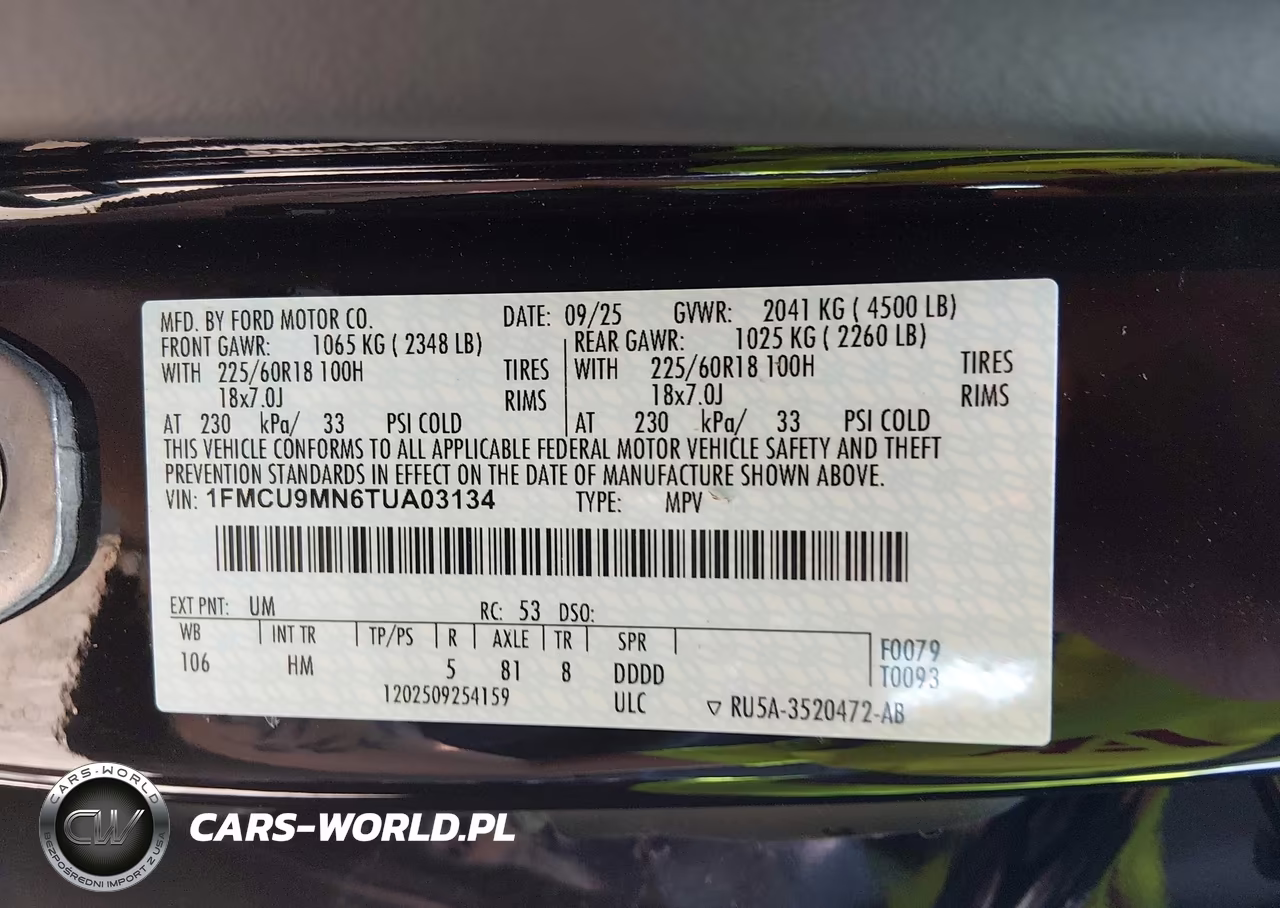 2026 Ford Escape St-Line VIN:1FMCU9MN6TUA03134 - 9
