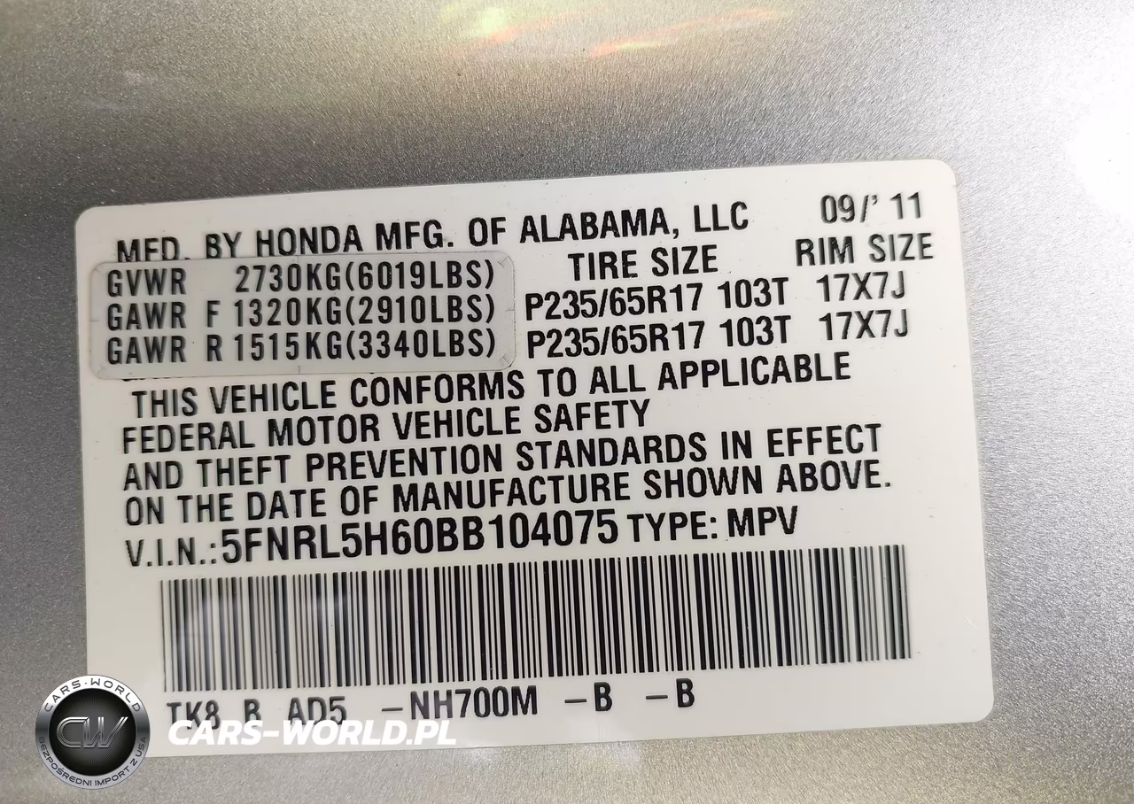 2011 Honda Odyssey Ex-L VIN:5FNRL5H60BB104075 - 9