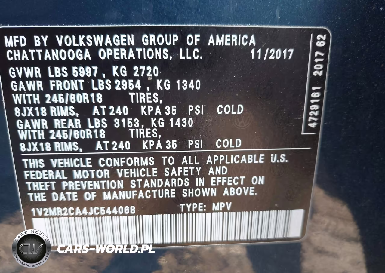 2018 Volkswagen Atlas 3.6L V6 Sel VIN:1V2MR2CA4JC544068 - 9