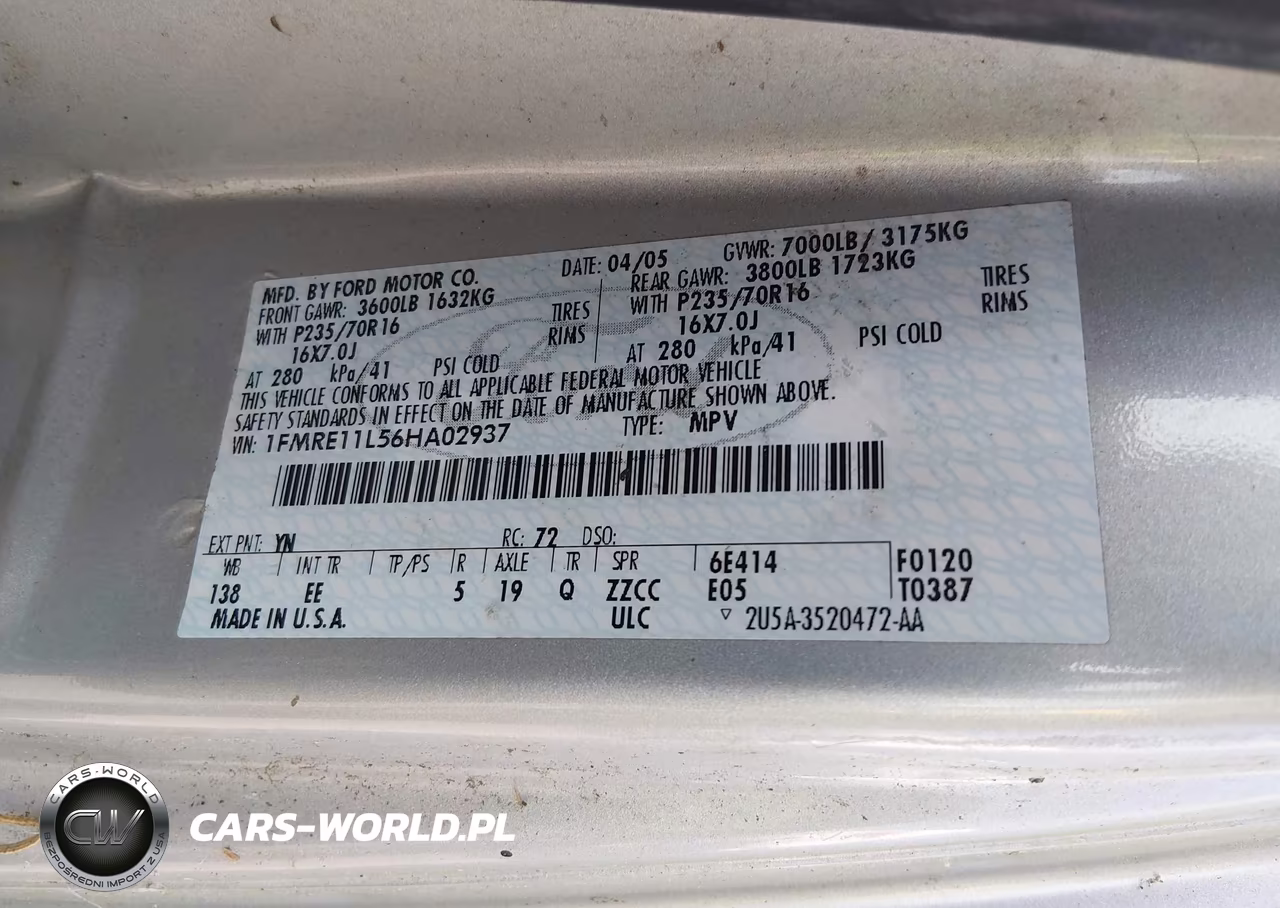 2006 Ford E-150 Xl-Xlt VIN:1FMRE11L56HA02937 - 9
