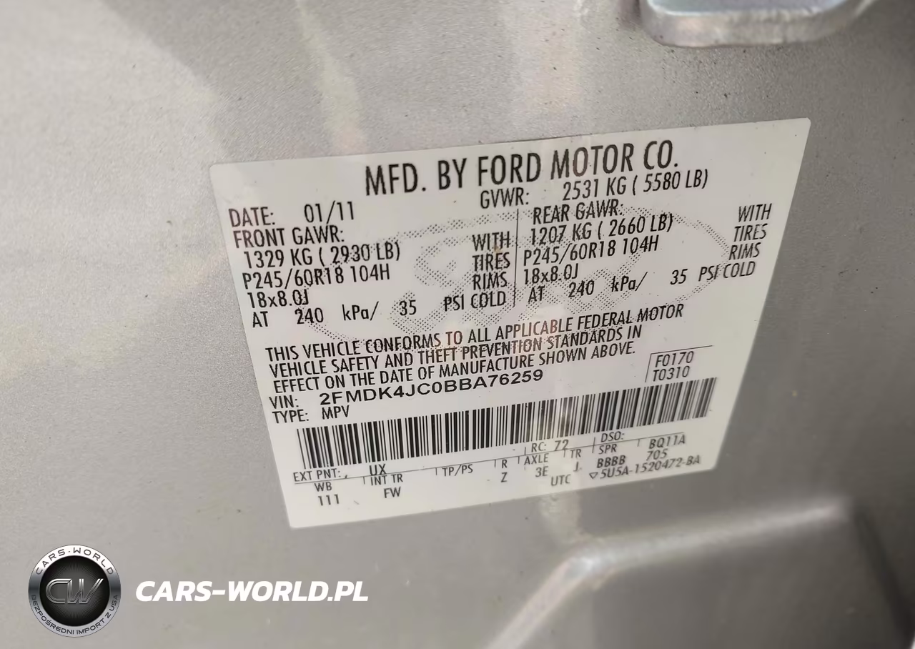 2011 Ford Edge Sel VIN:2FMDK4JC0BBA76259 - 9