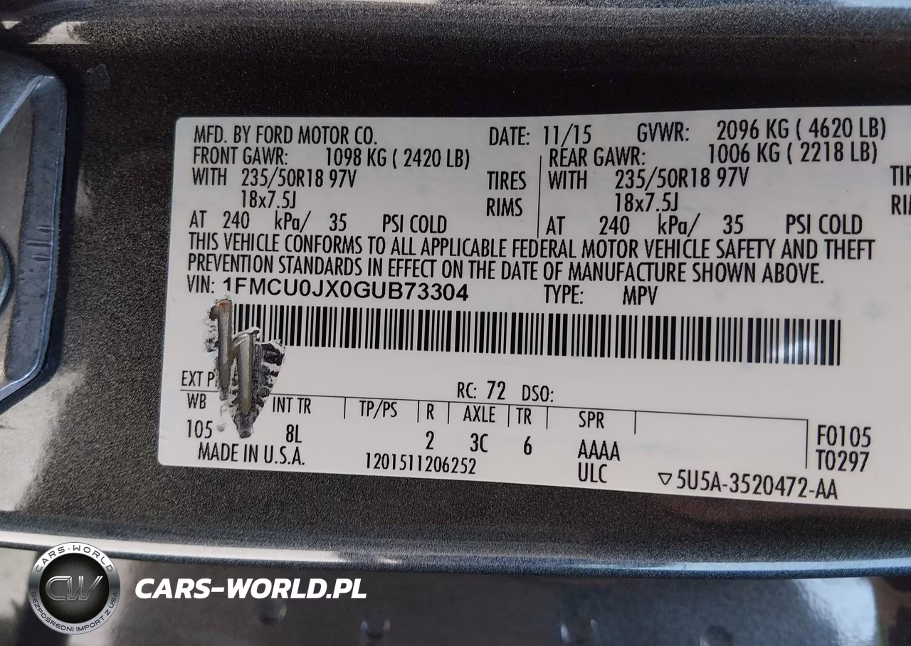 2016 Ford Escape Titanium VIN:1FMCU0JX0GUB73304 - 9