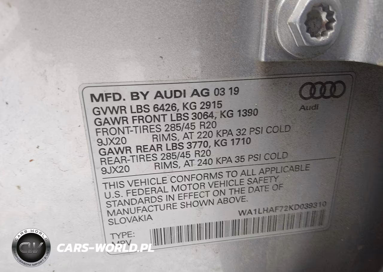 2019 Audi Q7 45 Premium-45 Se Premium VIN:WA1LHAF72KD039310 - 9