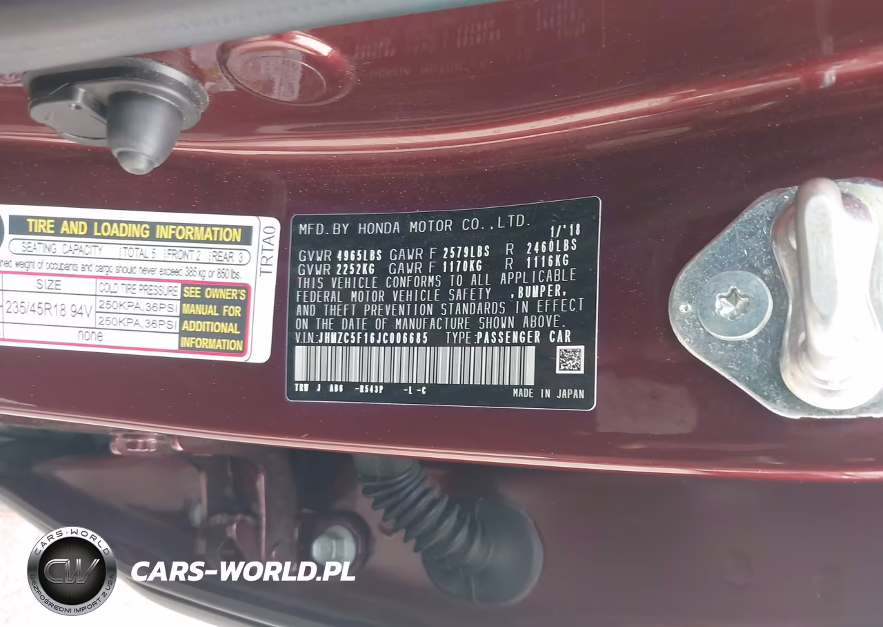 2018 Honda Clarity Plug-In Hybrid VIN:JHMZC5F16JC006685 - 9