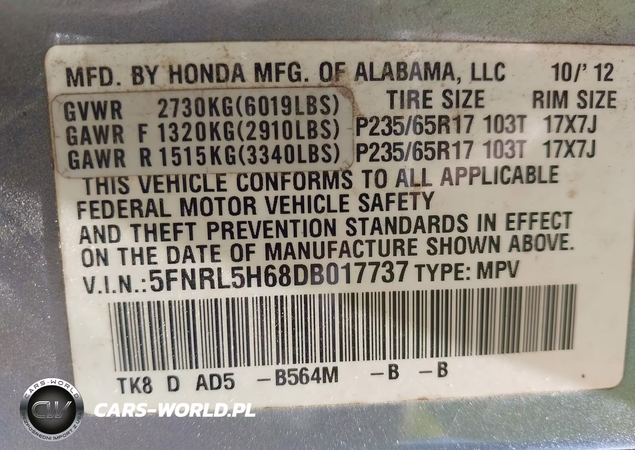 2013 Honda Odyssey Ex-L VIN:5FNRL5H68DB017737 - 9