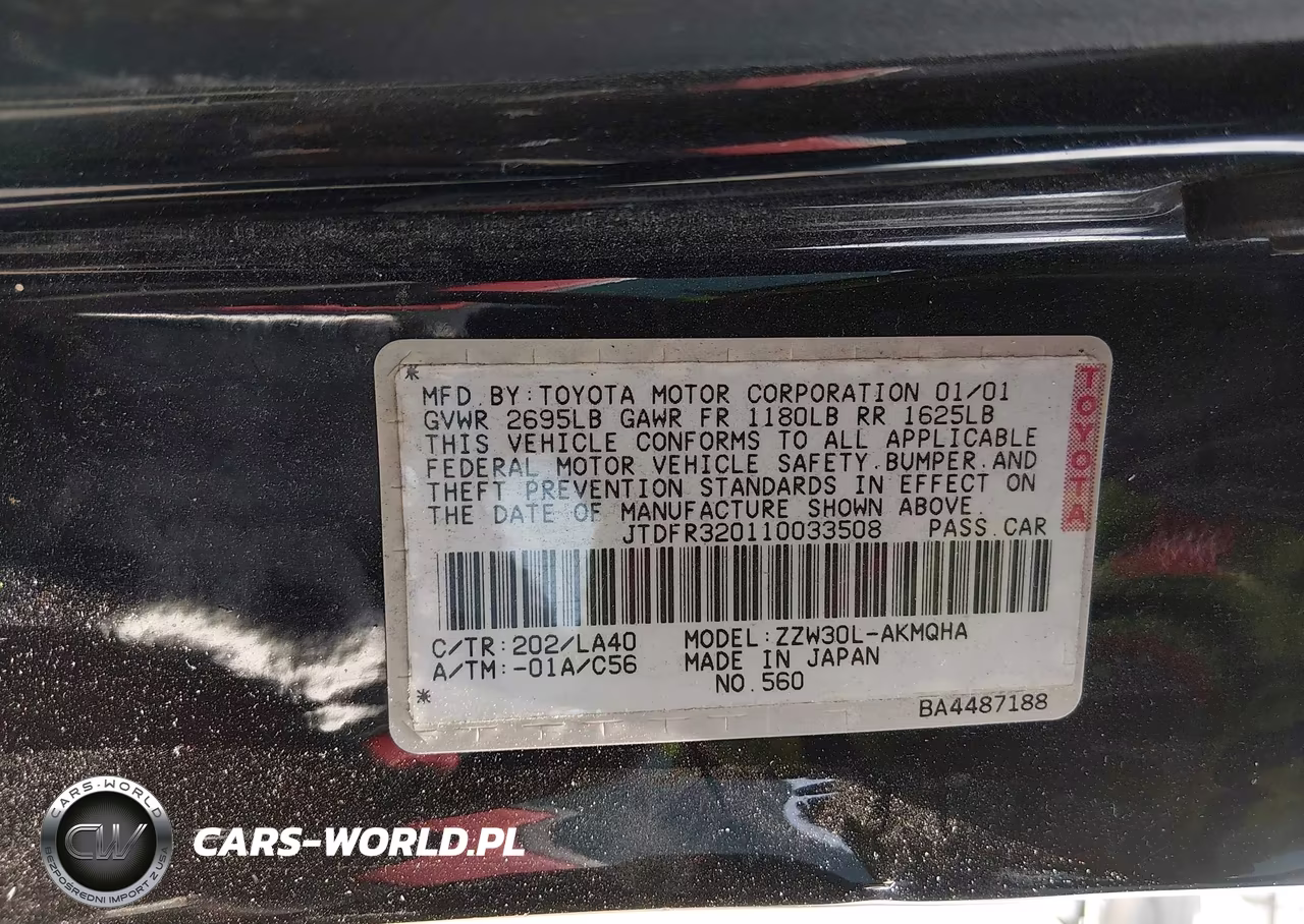 2001 Toyota Mr2 Spyder VIN:JTDFR320110033508 - 9