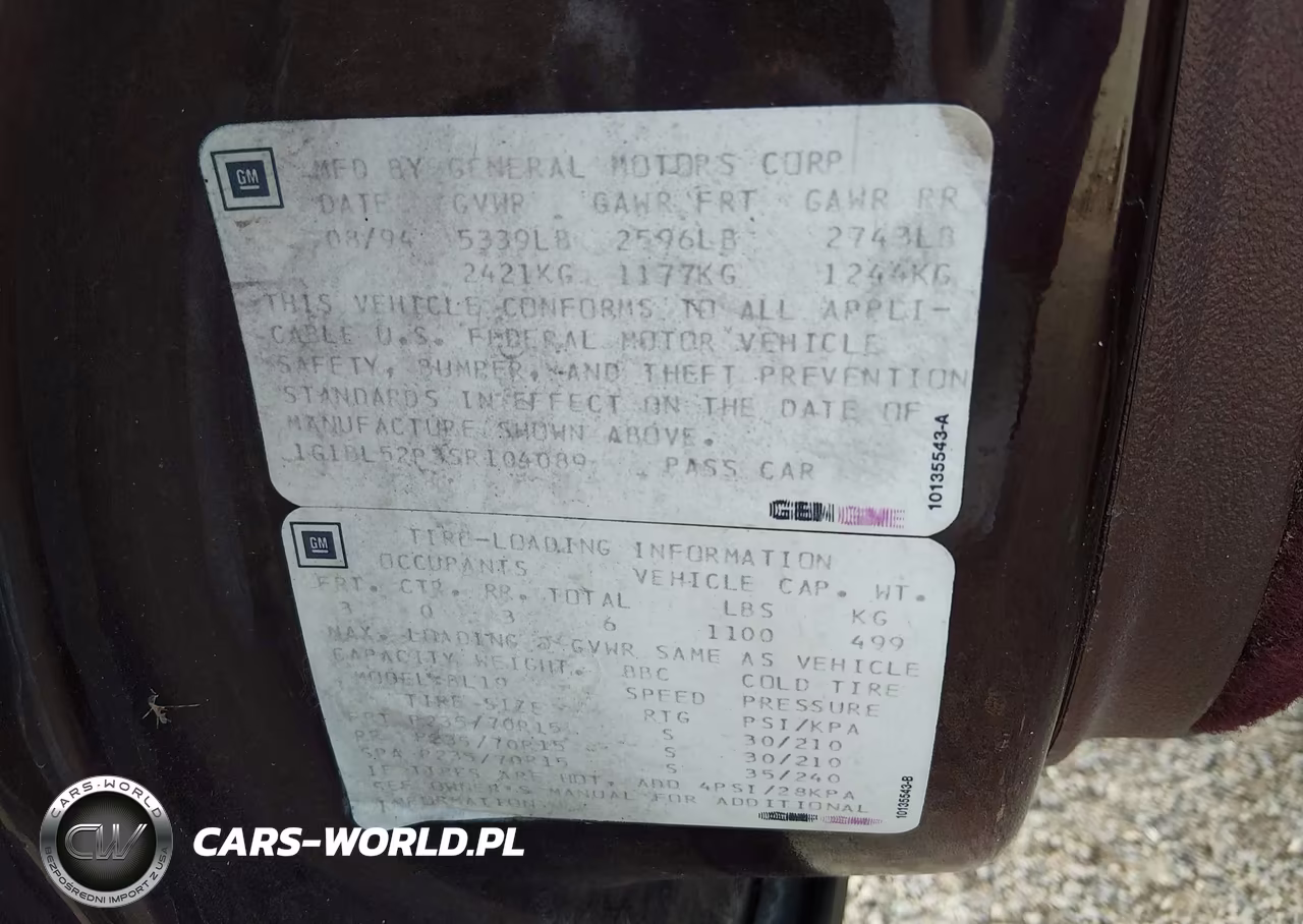 1995 Chevrolet Caprice - Impala Classic Ss VIN:1G1BL52P3SR104089 - 9