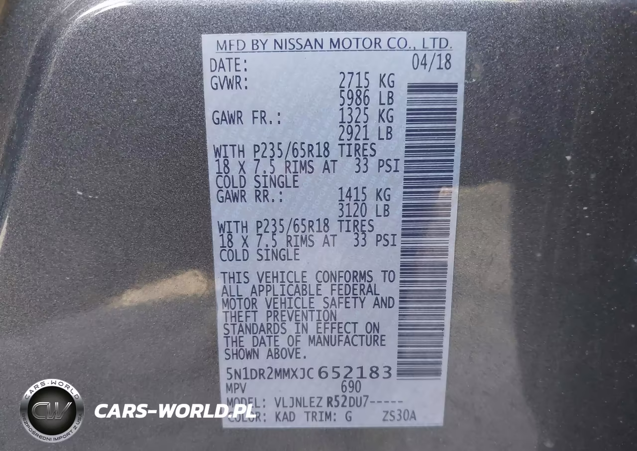 2018 Nissan Pathfinder Sv VIN:5N1DR2MMXJC652183 - 9