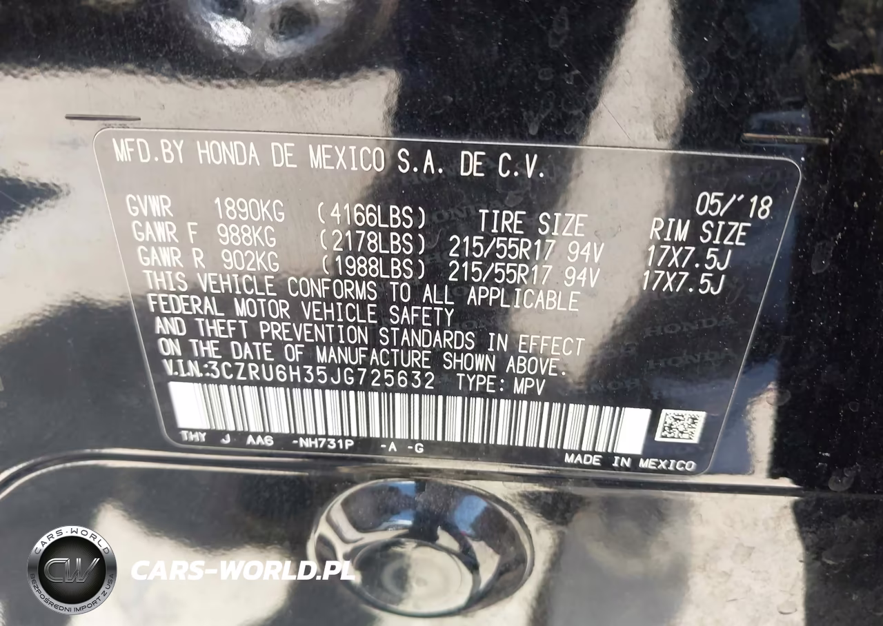 2018 Honda Hr-V Lx VIN:3CZRU6H35JG725632 - 9