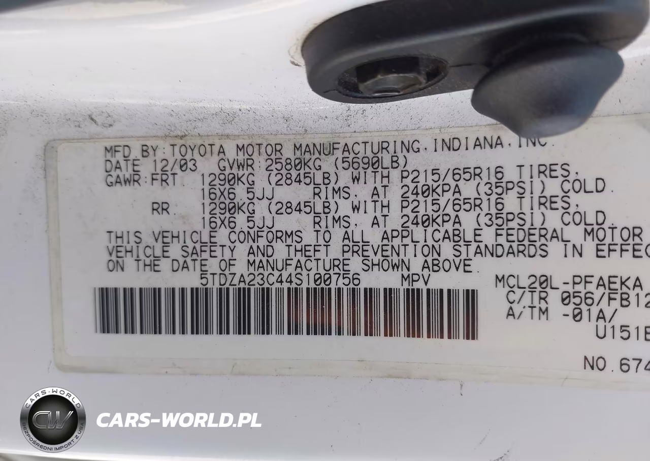 2004 Toyota Sienna Le VIN:5TDZA23C44S100756 - 9