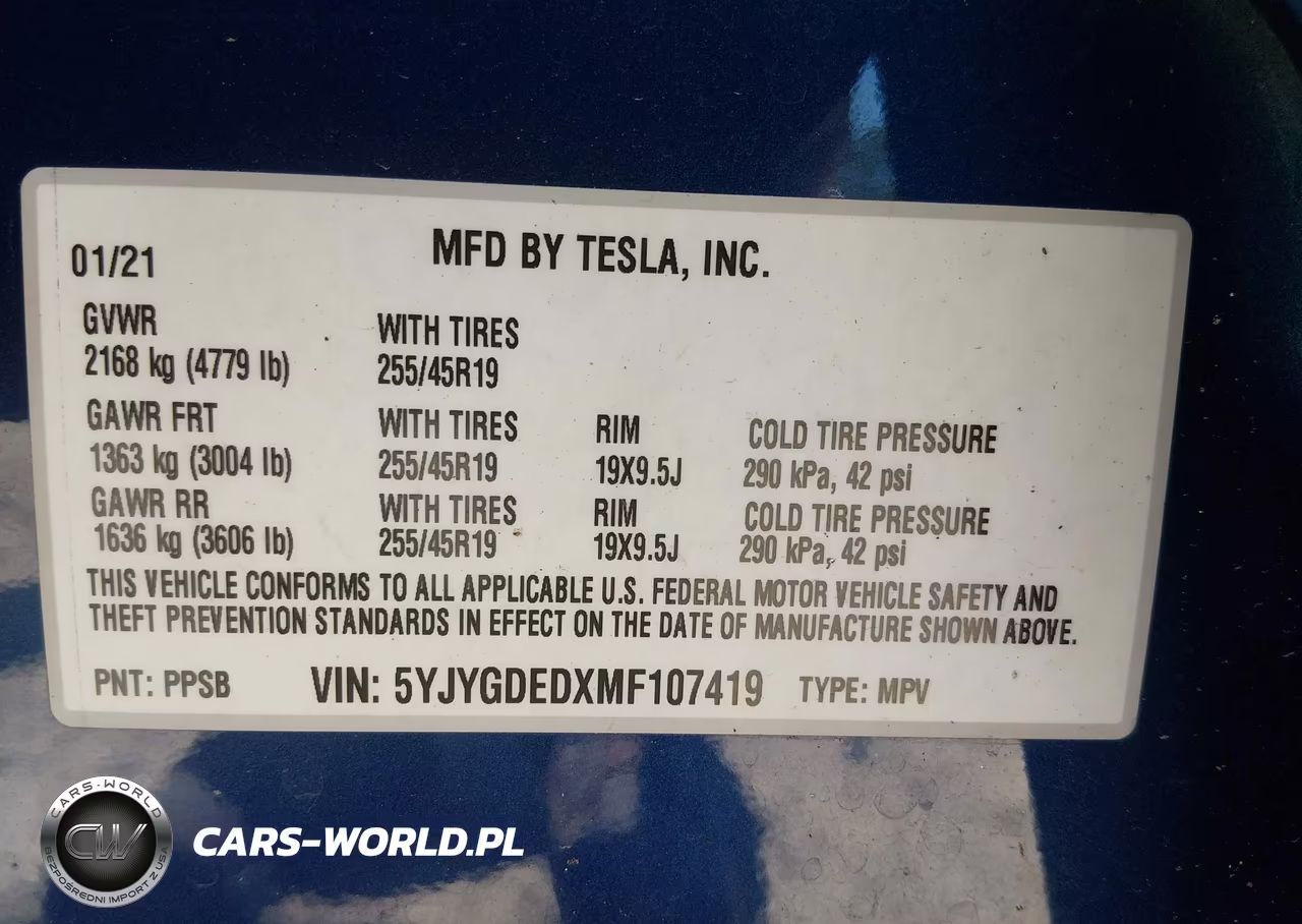 2021 Tesla Model Y Standard Range Rear-Wheel Drive VIN:5YJYGDEDXMF107419 - 9