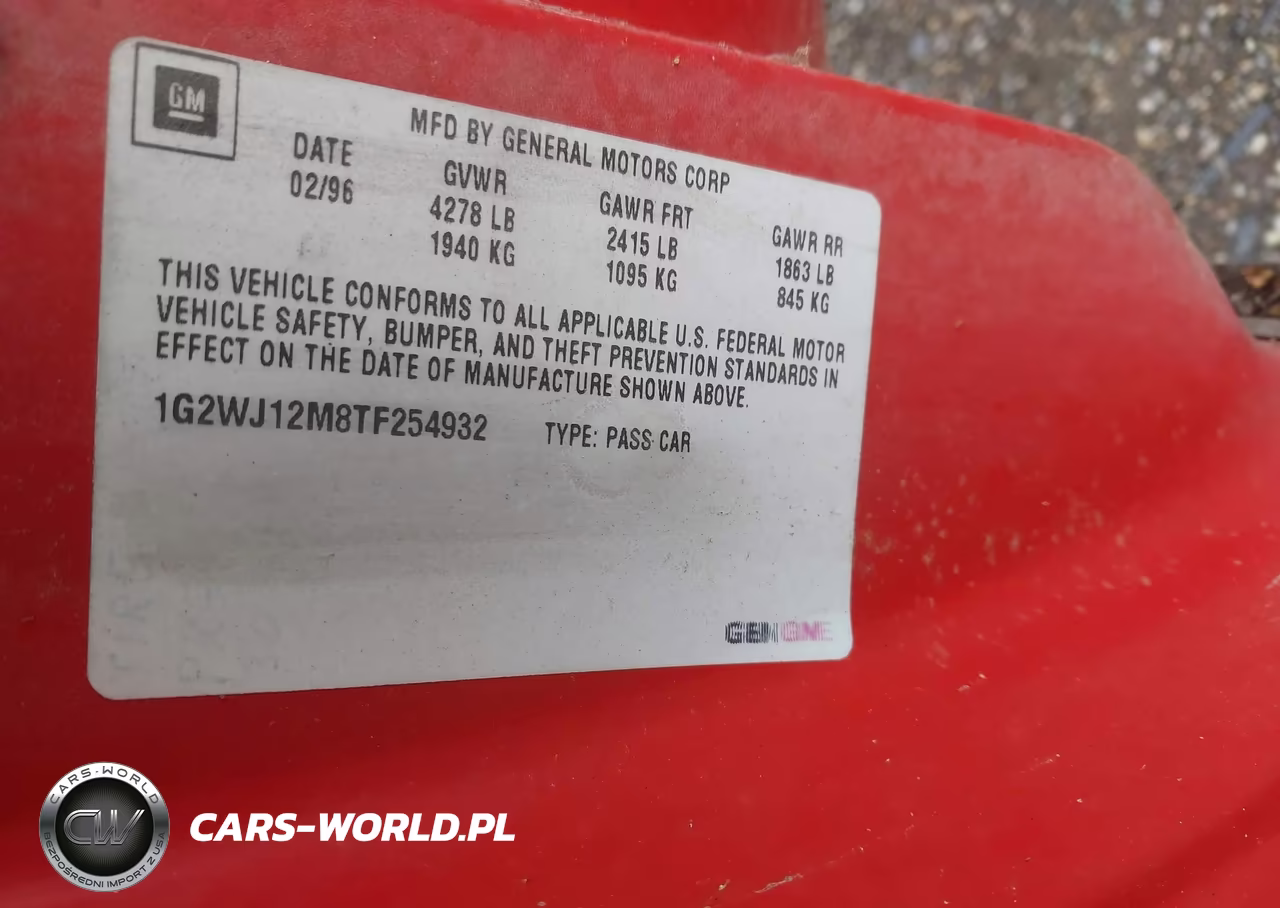 1996 Pontiac Grand Prix Se VIN:1G2WJ12M8TF254932 - 9