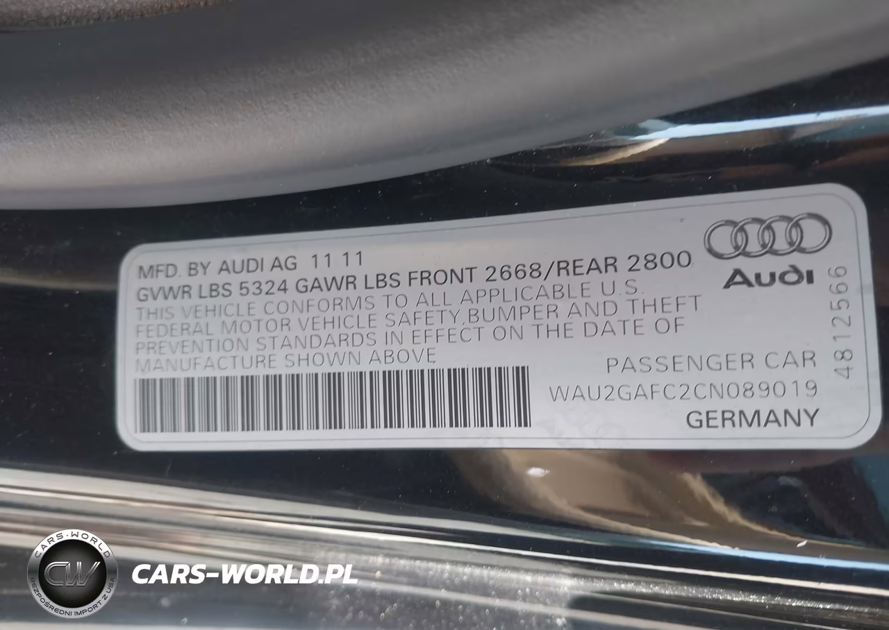 2012 Audi A7 3.0 Prestige VIN:WAU2GAFC2CN089019 - 9