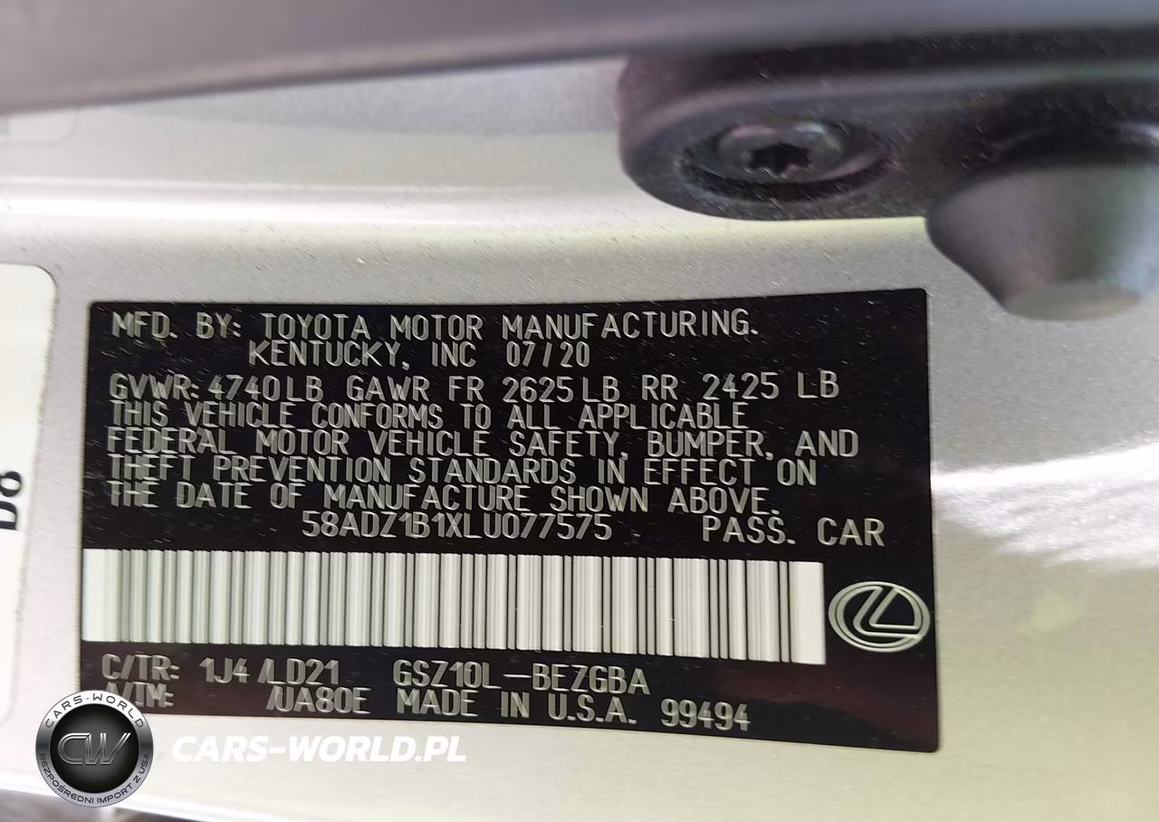 2020 Lexus Es 350 VIN:58ADZ1B1XLU077575 - 9