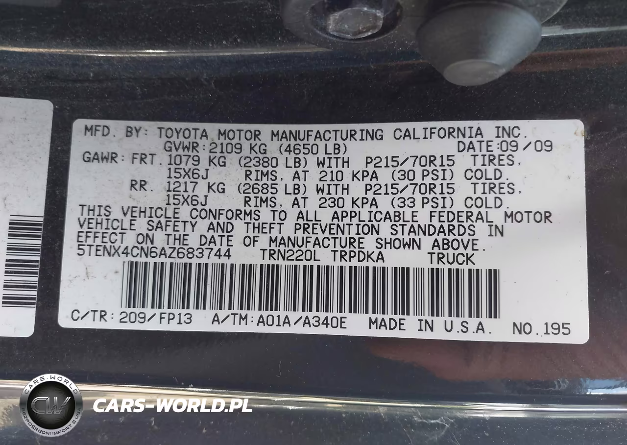 2010 Toyota Tacoma VIN:5TENX4CN6AZ683744 - 9