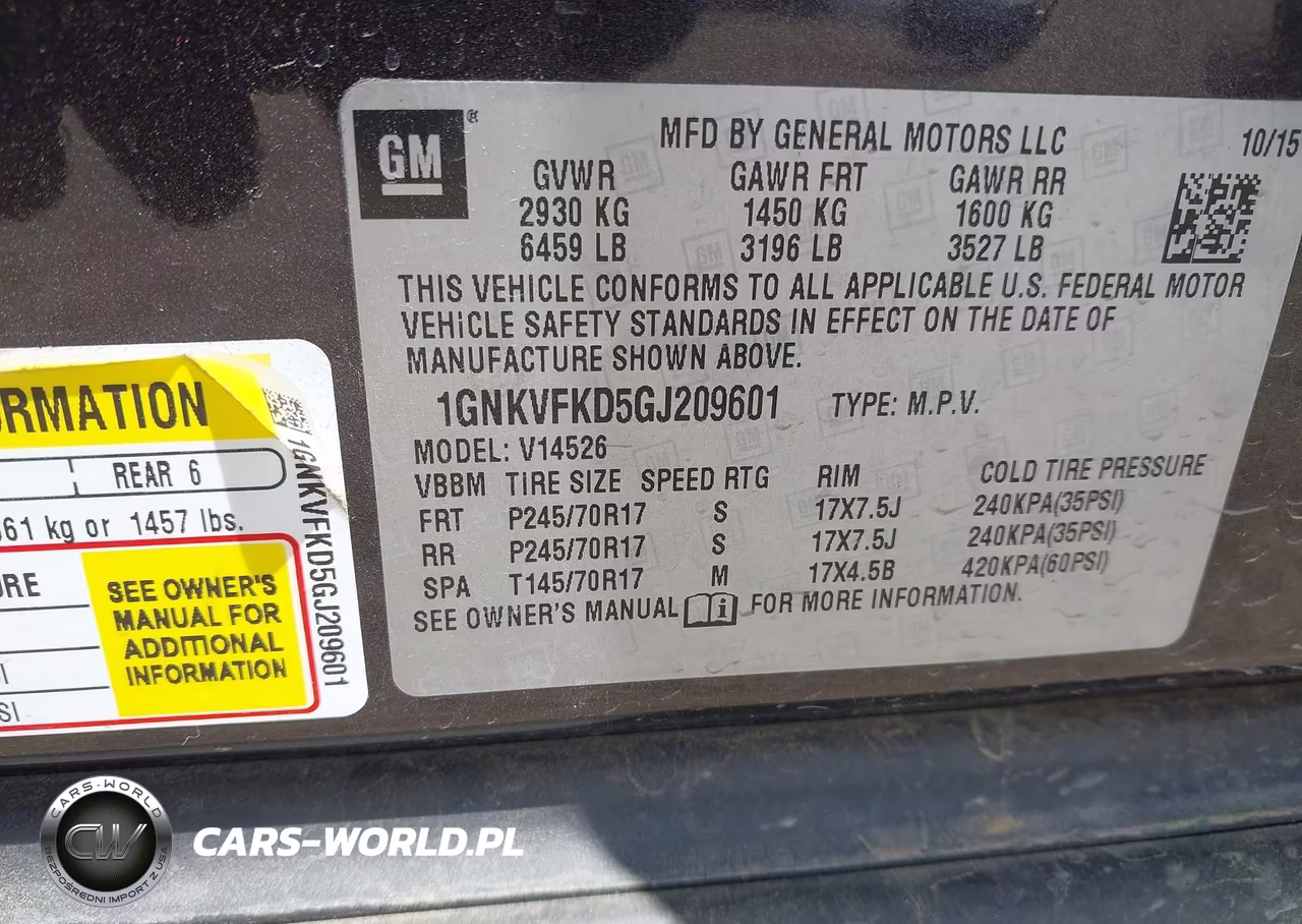 2016 Chevrolet Traverse Ls VIN:1GNKVFKD5GJ209601 - 9