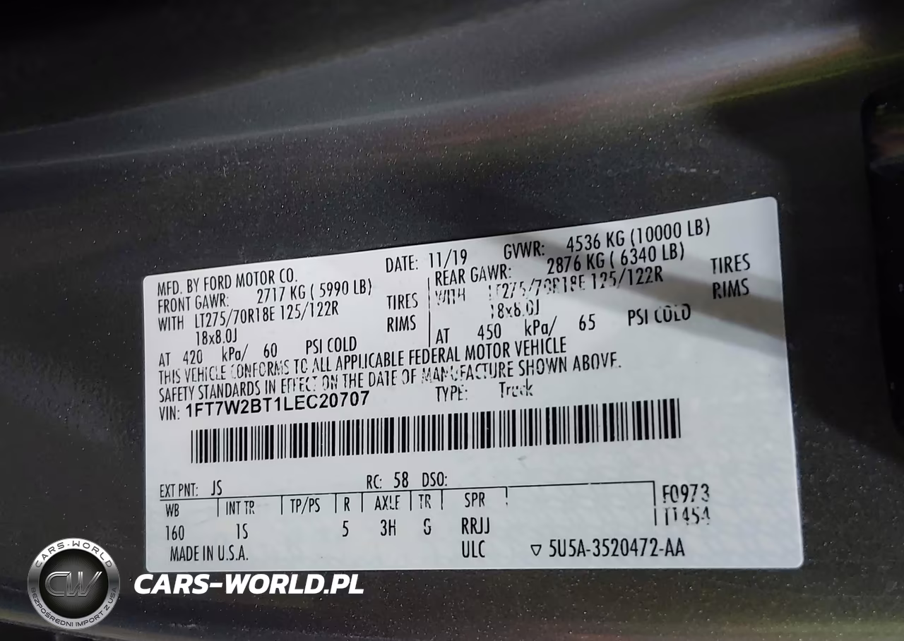 2020 Ford F-250 Xl VIN:1FT7W2BT1LEC20707 - 9