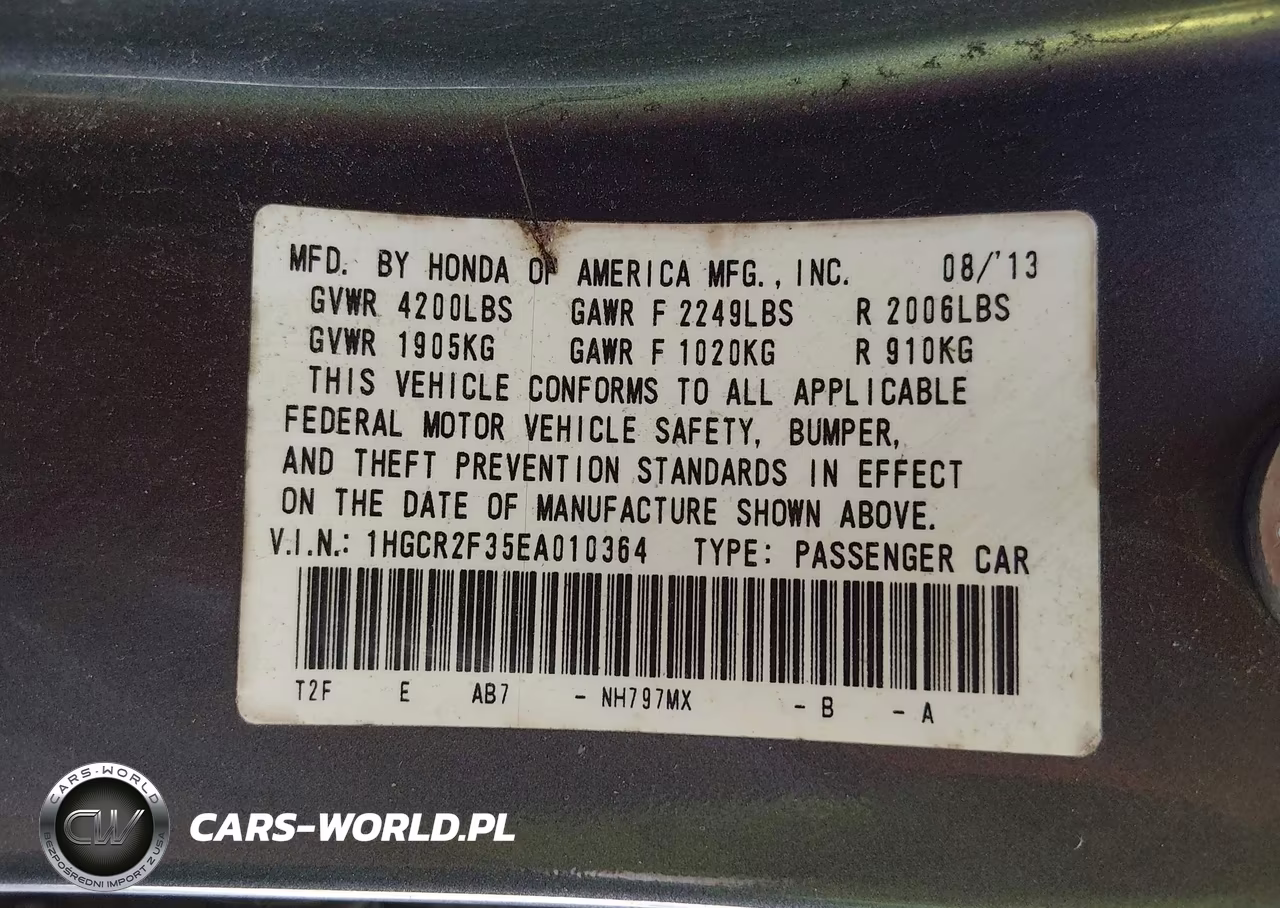 2014 Honda Accord Lx VIN:1HGCR2F35EA010364 - 9