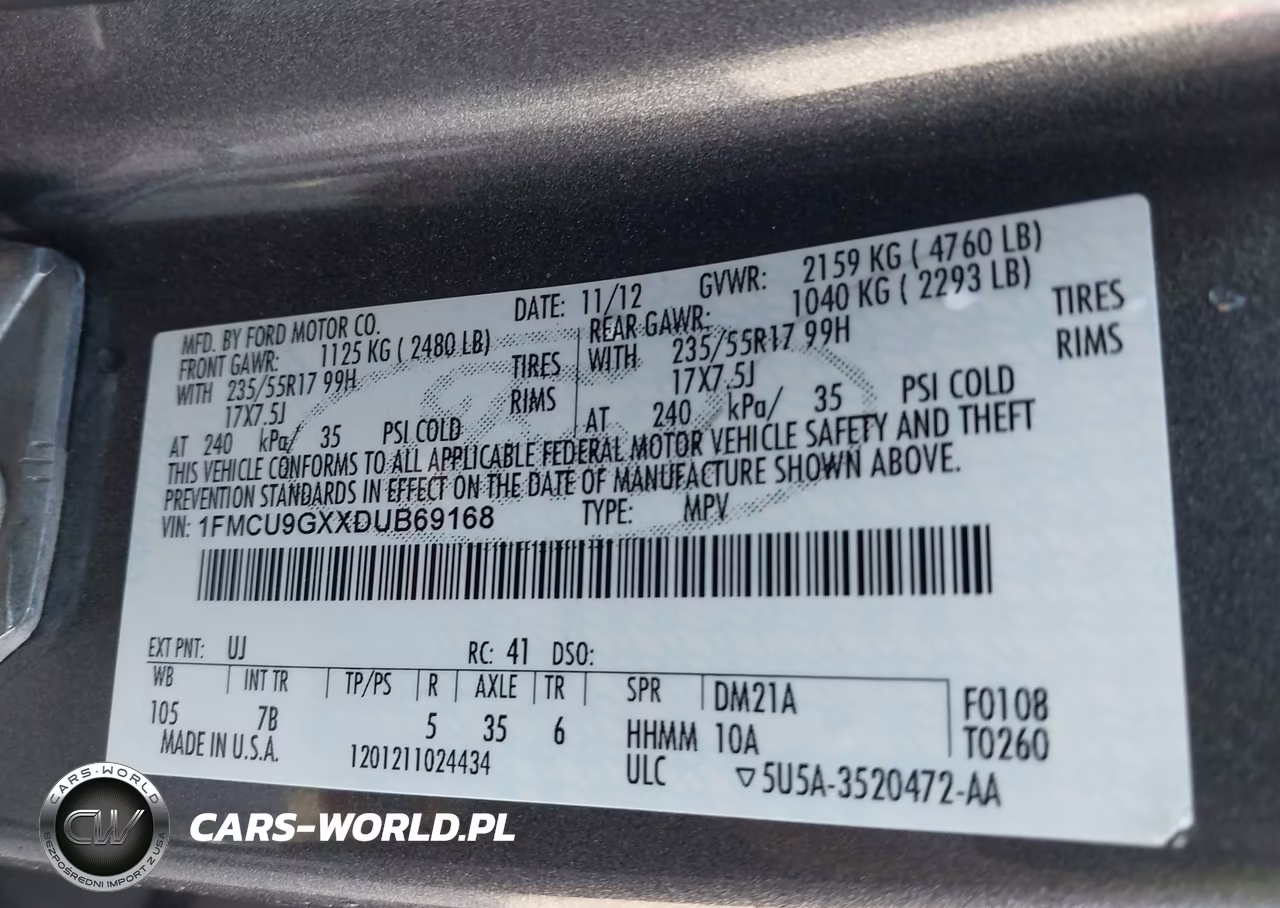 2013 Ford Escape Se VIN:1FMCU9GXXDUB69168 - 9