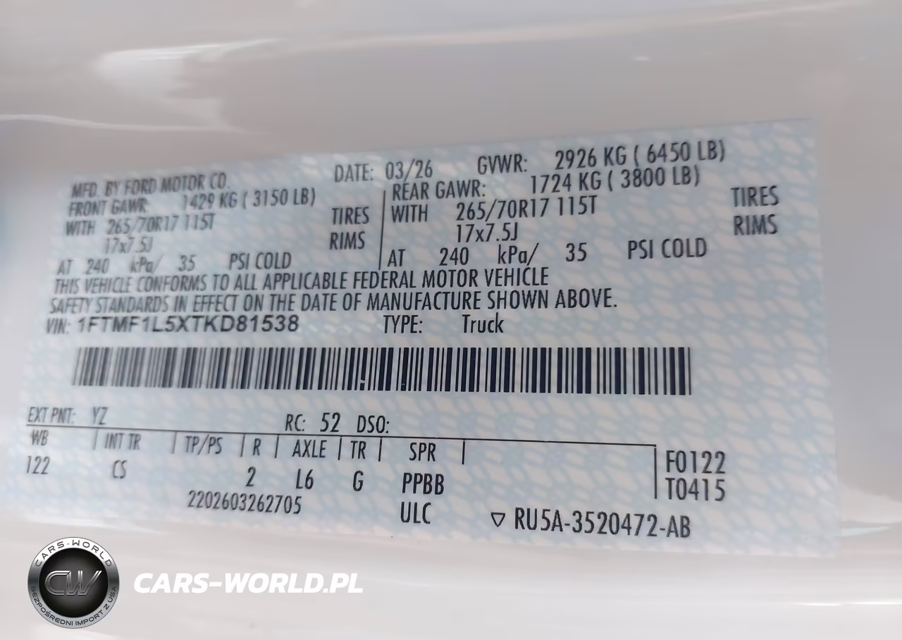 2026 Ford F-150 Xl VIN:1FTMF1L5XTKD81538 - 9